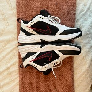 Nike Air Monarchs: White, Black, and Red. Size 11.5 Like new.